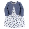 Luvable Friends - Vestido y cárdigan para niñas, Azul Floral,