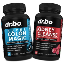 DR. BO Colon Cleanser Detox & Kidney Cleanse - 15 Day Colon Cleanse Pills Probiotic & Kidney Detox Support Supplement Cranberry - Bowel Movement Supplements for Intestinal Stomach Bloating Gut & Kidneys