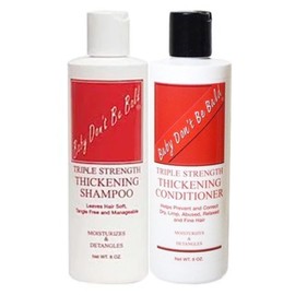 On The Packaging Baby Don't Be Bald Triple Strength Thickening Shampoo, Conditioner Set