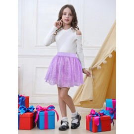 XiaoMoSha Girls Sparkling Sequin Tutu Skirts Dance Ballet Tutu Skirt Tutu for Toddler Girls Birthday Party Fashion Clothes Cheerleader Princess Outfits for Kids Purple 5-6 Years