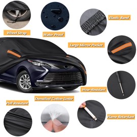 QUYDDC 16-Layer Special Full Car Cover Fit for 2008-2024 MERC-edes-Benz C Series C300 C350 C63 AMG S, Heavy 600D Oxford Cloth, All-Weather Protection Summer Sun Exposure and Winter Snow Rain Dust UV