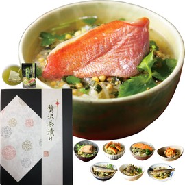 Sugamo Ochaya Sannenen Premium Gift Box, Ochazuke Set with Exclusive Tea, 8 Types (Gold Snapper Tuna, Eel, Salmon, Sardine, Seaweed, Grilled Shrimp, Ayu), Home Celebration Gift Set