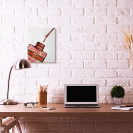 Stupell Industries Makeup Nail Polish Brush Pink Red Drip Fashion, Design by Artist Ziwei Li Wall Art, 16 x 20, Canvas