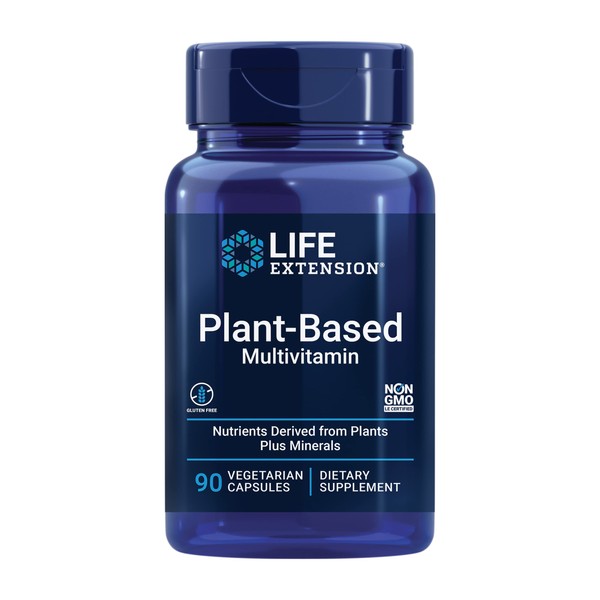 Life Extension Plant-Based Multivitamin – Plant Derived Vitamins and Minerals Supplement for General Health - Nutrients from Fruits & Veggies - Gluten-Free, Non-GMO, Vegetarian – 90 Capsules