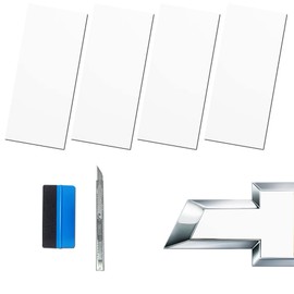 LZLRUN Gloss White Bowtie Logo Wrap Kit Cut-Your-Own Emblem Overlay DIY Decals for Chevy Include Installation Tool Set 4PCS