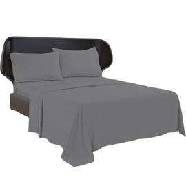 Brit Cotton - Grey Single Size Ultra-Soft Brushed Microfiber Flat Sheet - Wrinkle, Shrinkage, Fade Resistant- Hypoallergenic Microfiber Top Sheet – 90 gsm Breathable Brushed Polyester Flat Bed Sheet