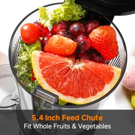 Slow Cold Press Juicer Machine: Electric Masticating Juicer Extractor Easy Clean - 5.4" Extra Large Feed Chute Fit Whole Fruits & Vegetables - Cold Pressed Slow Blender Juicer