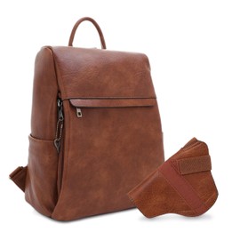 JESSIE & JAMES Sierra Concealed Carry Lock and Key Backpack Purse - Brown