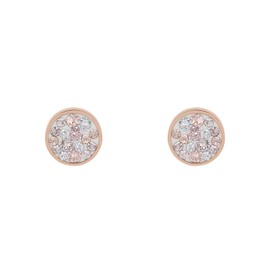 s.Oliver Women's Round Stud Earrings Made of High-Quality Stainless Steel with IP Rose Coating and Sparkling Crystals.