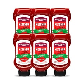 True Made Foods Ketchup, No Sugar Added, Vegan, Kosher, Keto & Paleo Friendly, Gluten Free & Non-GMO, 18.5 Ounce (Pack of 6)