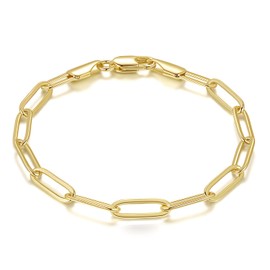 MELELIFE 14K Gold Bracelets for Women Non Tarnish Bracelet for Men Paperclip Gold Chain Bracelets 5 Sizes 6.5in-9in Excellent for Stacking and Present (7in)