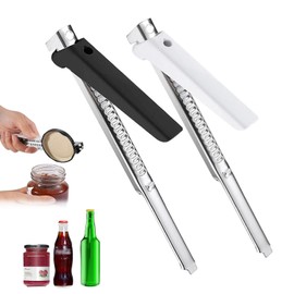 KASESSS 2 Pieces Effortless Arthritis Jar Opener for Seniors, Adjustable Grip Can Opener, Bottle Opener Stainless Steel, Multifunctional Tin Opener, Bottle Openers for Weak Hands (White, Black)