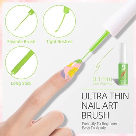 Clara Colors Gel Manicure Liner Set,20 Color Purple Pink Green Nail Polish for Swirl French Tip Painting Design Built (Neon 20 Colors)