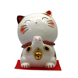 Golden Bell Wish Cat Money Bank, Total Length: 4.3 inches (11 cm), Made in Japan