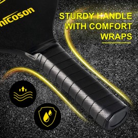 Amicoson Pickleball Paddles - Set of 4 Paddles, Indoor & Outdoor Balls, Paddle Wood Racket Ergonomic Cushion Grip, 8 Balls 1 Carry Bag