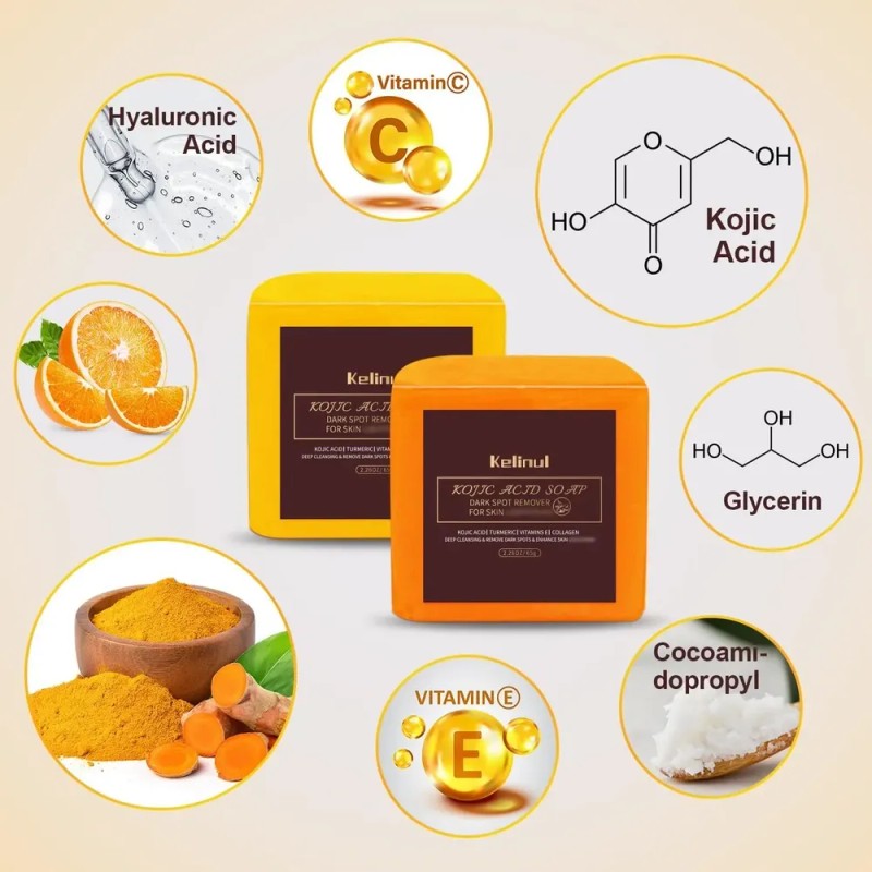 Kelinul Bath Soap Bar for Men and Women, Yellow and