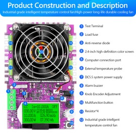 Carga electrónica de corriente constante ajustable – 150 W USB carga electrónica probador de capacidad de batería USB resistencia carga multímetro probador de voltaje corriente voltímetro lector amperaje 0.2-25 A 2-200 V