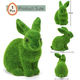 Meleager Decorative Easter Bunny Moss, Easter Bunny Decoration, Large, 1 Piece Easter Bunny Figures, Green, 18 x 17 x 10 cm, Garden Statue Easter Bunny Decoration, Rabbit Sculpture, Easter Decoration,