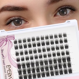 EMEDA Eyelash Clusters, 10 mm, DIY Individual Eyelashes, Eyelash Extensions, Thin and Soft, Natural-Looking Eyelashes, Eyelash Bands (D02-10 mm)