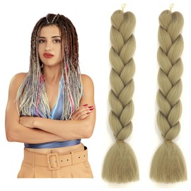 Traziewell Hair Braid Blonde Hair Extensions Braiding Pre Stretched Hair Extension for Box Braids Crochet Twist High Temperature Synthetic Hair Accessories for Women 1809
