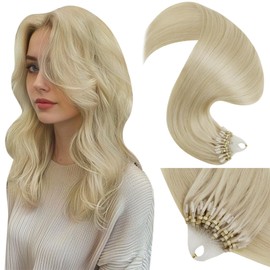 LaaVoo Micro Link Hair Extensions Human Hair Blonde Micro Bead Hair Extensions Real Human Hair Bleach Blonde Microlink Hair Extensions Pre Bonded Extensions 50g/50s 20 Inch