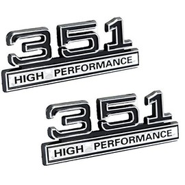 351 5.8 Liter Engine High Performance Emblems in Chrome & Black - 4" Long Pair