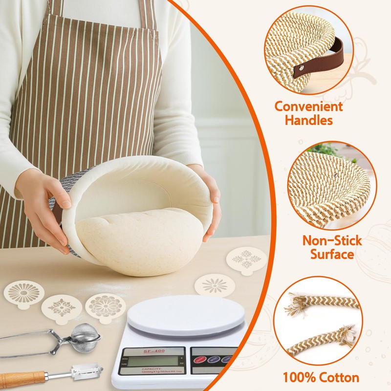 Aliggbent 38Pcs Sourdough Bread Baking Supplies – 11'' Oval &