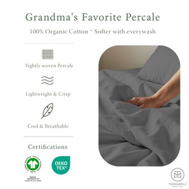Threadmill Luxury Organic Cotton Sheets - Certified by GOTS - King, 4 Piece, Dark Grey - Breathable Premium Sheet Set - Smooth and Cool Bedding with Perfect Elastic Deep Pocket Fit