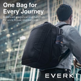 EVERKI Studio Expandable Laptop Backpack for Men & Women – Business and Travel Backpack, Carry-On Backpack for Office & Travel, Professional Backpack, 15-Inch MacBook & Laptop Bag, 26L Capacity, Black