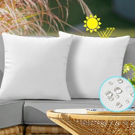 VAKADO Outdoor Waterproof Throw Pillow Covers 18X18 Set of 2 Decorative White Patio Furniture Cushion Cases Outside Decor for Couch Garden Bench Porch
