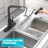 AVSIILE Matte Black Waterfall Kitchen Faucets with Pull Down Sprayer,