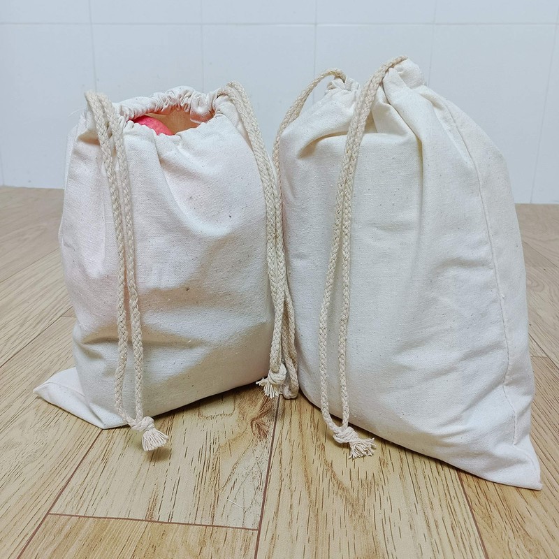 Piowio 8PCS 10x12 Inch Drawstring 100% Cotton Muslin Bags Reusable