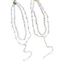 Gold Pearl Necklaces Set for Women Layered Y Shaped Drop Choker Necklaces Tassel Temperament high sense fashion collars chain (Silver)