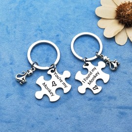Dabihu Couple Gifts Anniversary Keychain Monkey Lover Keychain You are My Monkey I Found My Monkey Keychain Set Valentine's Day Jewelry Christmas Birthday Gifts for Boyfriend Girlfriend Wedding Gifts