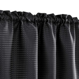 TOPICK Black Kitchen Curtains 24 Inch Curtains Waffle Weave Textured Cafe Curtains Half Window Curtain Set Rod Pocket Light Filtering for Bathroom Sink Cupboard Basement RV 2 Panels