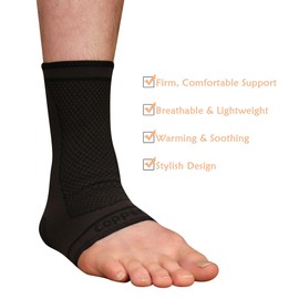 Copper D 1 Sleeve Black Rayon from Bamboo Copper Compression Ankle for Relief from Injuries and more or Comfort Support for Every Day Uses, Small Medium