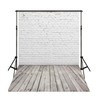 White Brick Wall with Wooden Floor Photography Backdrop Vinyl Photo