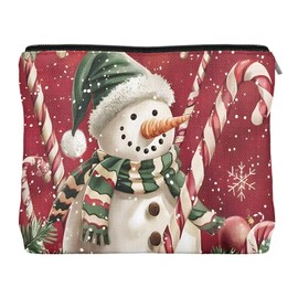 Jumkook Winter Snowman Makeup Bag, Christmas Cosmetic Bags for Women, Women Gifts for Christmas Small Makeup Cosmetic Bag for Purse Christmas Snowman Zipper Pouch Cosmetic Bag