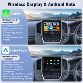 SIXWIN Android Car Stereo for Toyota Land Cruiser 200 2016-2019 with CarPlay Android Auto 2G+64G 9 Inch Touchscreen Bluetooth GPS Navigation WiFi FM Backup Camera MIC