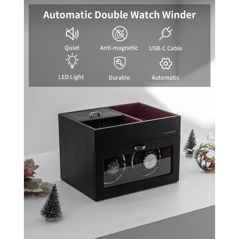 Vlando Automatic Double Watch Winder - Watch Winder Box with