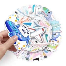 50 Pcs Aircrafts Stickers for Kids Teens Adults Boys Girls,Stickers Pack for Laptop,Skateboard,Luggage,Car,Bike,Cup,Computer,Water Bottle Decor,Aircraft Vinyl Waterproof Sticker Decals