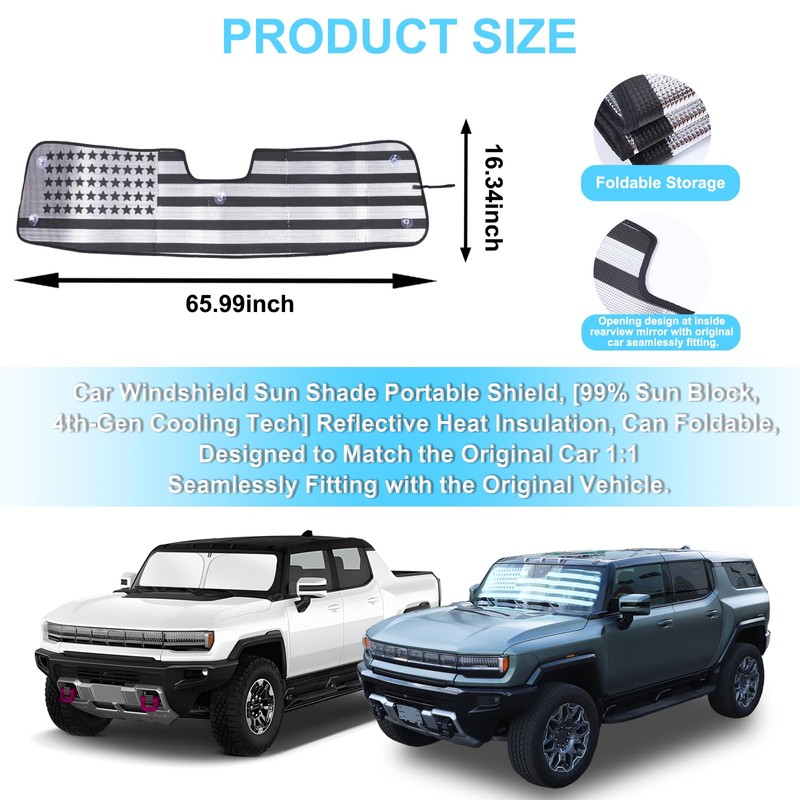Car Sun Shade for Windshield Compatible with Hummer EV 2022