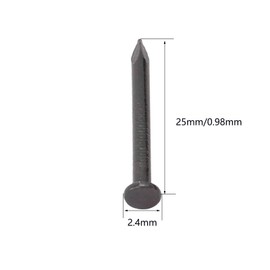 TOP-VIGOR 200Pcs Hardware Nails, 2.4mmx25mm Fiber Concrete Cement Wall Point Tip Nails, Wall Pins Tacks Nails for Woodworking, Panel Pins for Hanging Picture, Frame, Furniture, Construction, Black