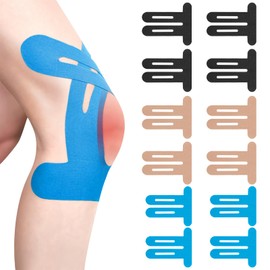 12 Stück PreCut Kinesiotapes Knie,Kinesiotapes Vorgeschnitten Knie,Kinesiologie Tape,Ohne Shere,Wasserfestes & Elastisches Physio Tape für Knieschmerzen