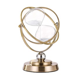 CNCJ 60 Minute Hourglass Timer: Large Brass White Sand Clock,Vintage Rotating 60 Min Sand Watch,Antique Reloj De Arena, Metal Unity One Hour Sandglass for Gifts, Home, Desk, Office Decor