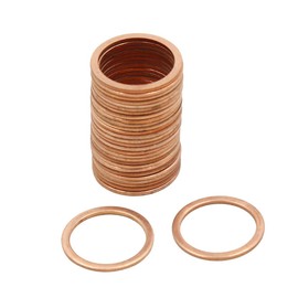 X AUTOHAUX 16mm Inner Dia Copper Crush Washers Flat Car Sealing Gaskets Rings 30pcs