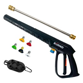 BESHED Durable Pressure Washer Gun Kit, Power Washer Gun with Replacement Extension Wand, M22 Fitting, 5 Spray Nozzle Tips, 37 Inch, 3000 PSI