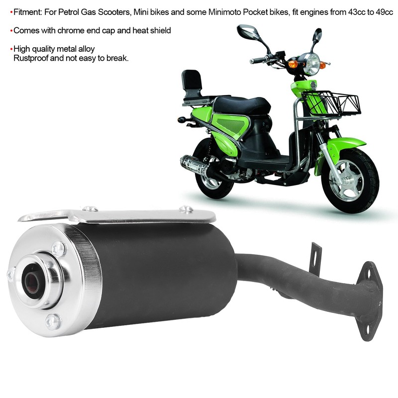 Scooter Exhaust Pipe Metal Alloy Replacement for 43cc 49cc Quad