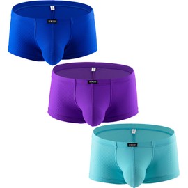 IKINGSKY - Calzoncillos tipo calzones elásticos para hombre, transpirable, con bolsa suave, para hombre, 3 PAQUETES, XX-Large
