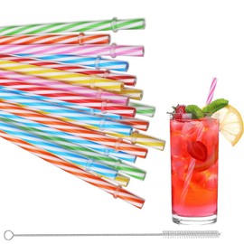 100 Stück Wiederverwendbare Strohhalme, Harte Strohhalme, Strohhalme Plastik mit Strohhalmbürste, Bunte Strohhalme, Verdickte Trinkhalme Plastik, für Smoothies, Saft, Cocktail, Heißgetränk